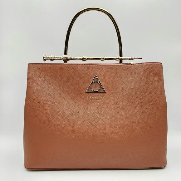 Loungefly Harry Potter Deadly Hallows Cognac Wand Handbag New